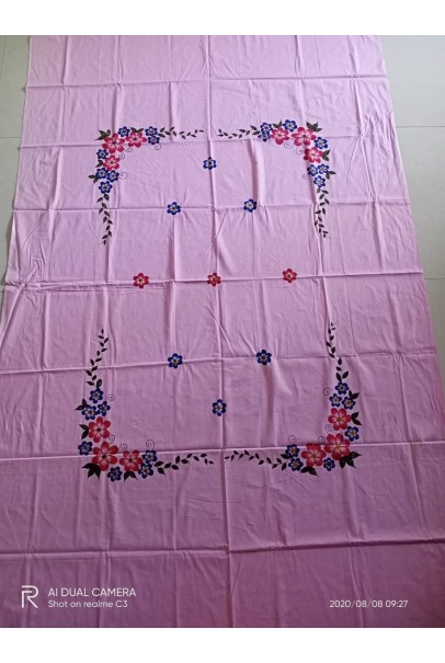 Handpainted  cotton Single bed sheet Floral Print - Design 5